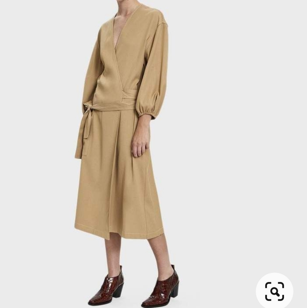 YUNE HO Tan  Isabella Collection Wrap Dress sz M